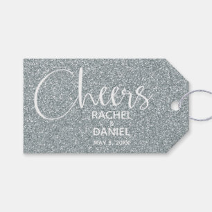 Silver Imitats Glitzer Gastgeschenk Hochzeit Geschenkanhänger