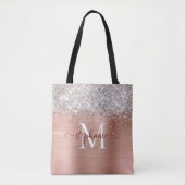 Silver Imitats Glitzer Girly Glam Brown Personalis Tasche (Vorderseite)