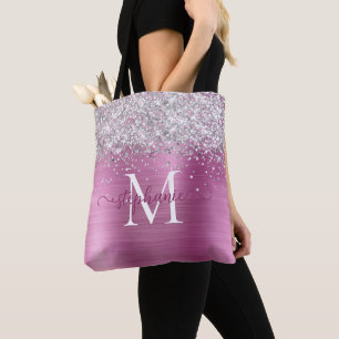 Silver Imitats Glitzer Girly Glam Pink Personalisi Tasche