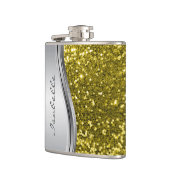 Silver Imitats Glitzer Glam Bling Personalisiert Flachmann (Links)