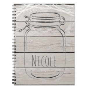 Silver Imitats Glitzer Mason Jar Sparkle Rustikale Notizblock