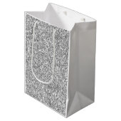 Silver Imitats Glitzer Mittlere Geschenktüte (Vorderseite Schrägansicht)