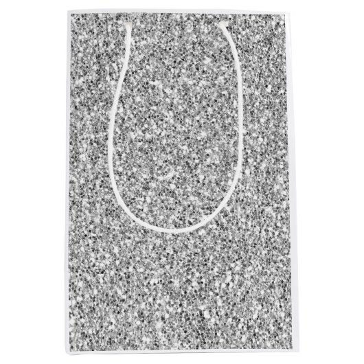 Silver Imitats Glitzer Mittlere Geschenktüte (Vorderseite)