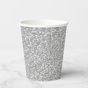 Silver Imitats Glitzer Pink Paper Cups Pappbecher