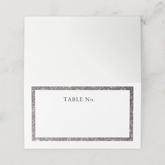 Silver Imitats Glitzer Rahmen Blank Platzkarte (Außenseite Aufgefaltet)