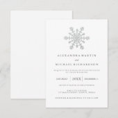 Silver Imitats Glitzer Snowflake Hochzeit RSVP Karte (Vorne/Hinten)