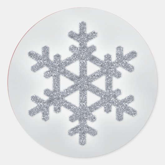 Silver IMITATS Glitzer Snowflake mit Roter Aufkleb Runder Aufkleber (Vorderseite)
