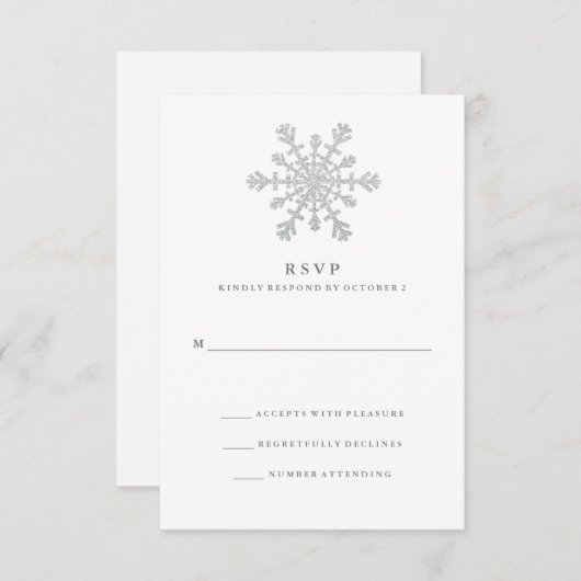 Silver Imitats Glitzer Snowflake Wedding RSVP (Vorne/Hinten)