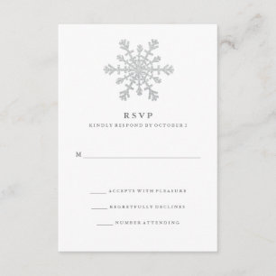Silver Imitats Glitzer Snowflake Wedding RSVP Karte