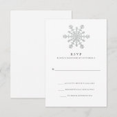 Silver Imitats Glitzer Snowflake Wedding RSVP Karte (Vorne/Hinten)