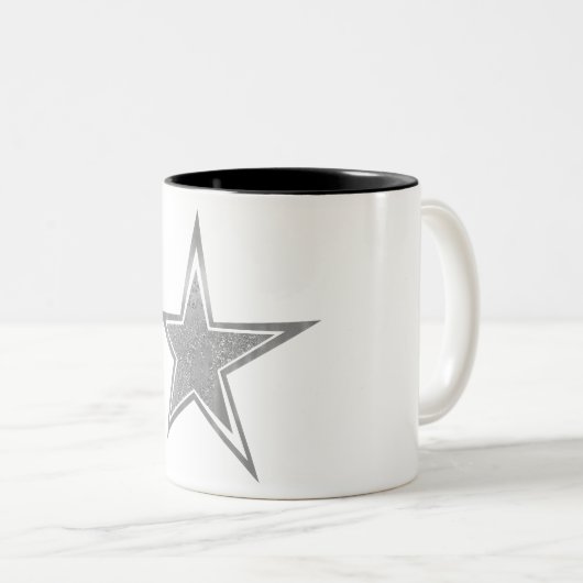 Silver Imitats Glitzer Star Zweifarbige Tasse (VorderseiteRechts)