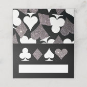 Silver Imitats Glitzer Vegas Platzkarte auf Black (Außenseite Aufgefaltet)