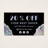 Silver Imitats irisierender Glitzer Discount Card (Rückseite)