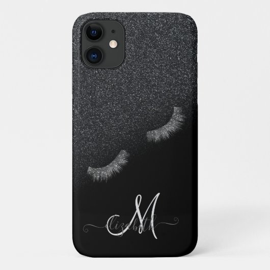 Silver Imitats Lashes Black Glitzer Ombre Case-Mate iPhone Hülle (Rückseite)
