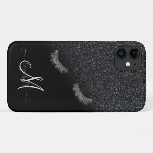 Silver Imitats Lashes Black Glitzer Ombre Case-Mate iPhone Hülle (Rückseite (Horizontal))