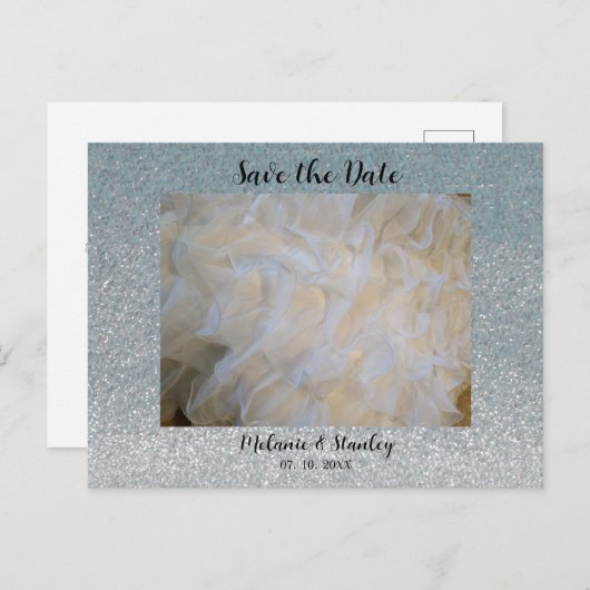 Silver Imitats Sparkle Save the Date Ankündigungspostkarte (Vorne/Hinten)