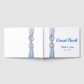 Silver Infinity Blue Ribbon Wedding Guestbook Gästebuch (Voll)