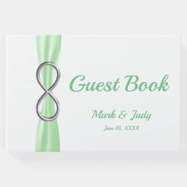 Silver Infinity Green Ribbon Wedding Guestbook Gästebuch