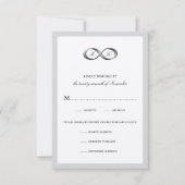 Silver Infinity Hand Clasp Couple Monogram Wedding RSVP Karte (Vorderseite)