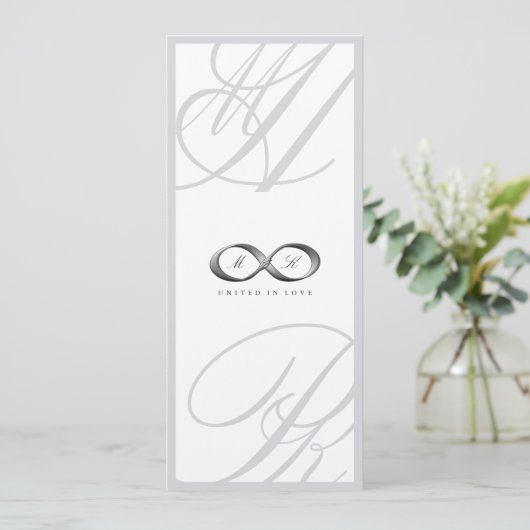 Silver Infinity Hand Clasp Wedding Einladung 2 (Stehend Vorderseite)