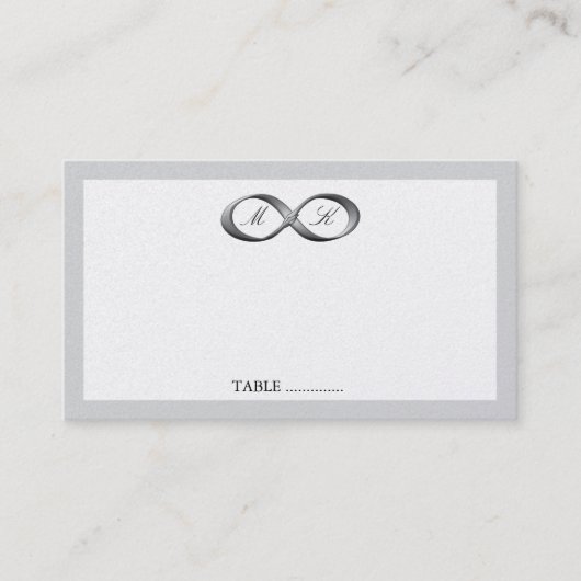 Silver Infinity Hand Clasp Wedding Platzkarte (Vorderseite)