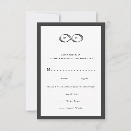 Silver Infinity Hand Clasp Wedding RSVP Card Karte (Vorderseite)