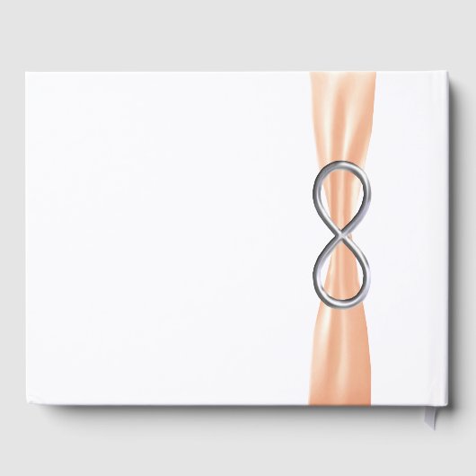 Silver Infinity Orange Ribbon Wedding Guestbook Gästebuch (Rückseite)