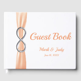 Silver Infinity Orange Ribbon Wedding Guestbook Gästebuch