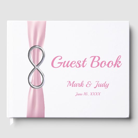 Silver Infinity Pink Ribbon Wedbook Gästebuch (Vorderseite)