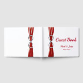 Silver Infinity Red Ribbon Wedding Guestbook Gästebuch (Voll)