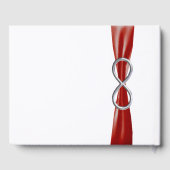 Silver Infinity Red Ribbon Wedding Guestbook Gästebuch (Rückseite)