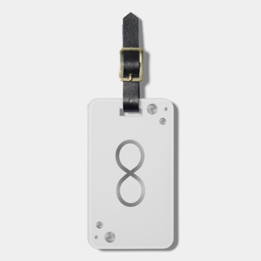 Silver Infinity Symbol auf Light Gray Gepäckanhänger (Vorderseite vertikal)