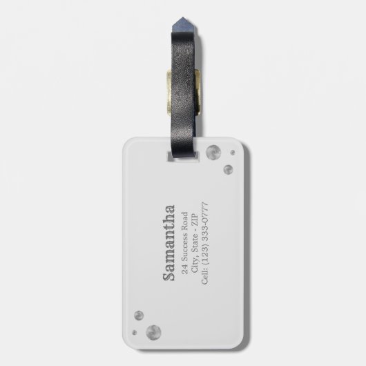 Silver Infinity Symbol auf Light Gray Gepäckanhänger (Rückseite vertikal)