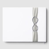 Silver Infinity White Ribbon Wedding Guestbook Gästebuch (Rückseite)