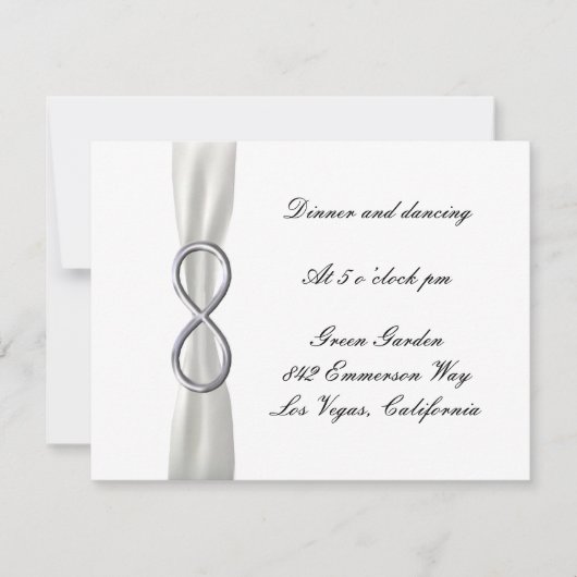 Silver Infinity White Wedding Reception Card Einladung (Vorderseite)