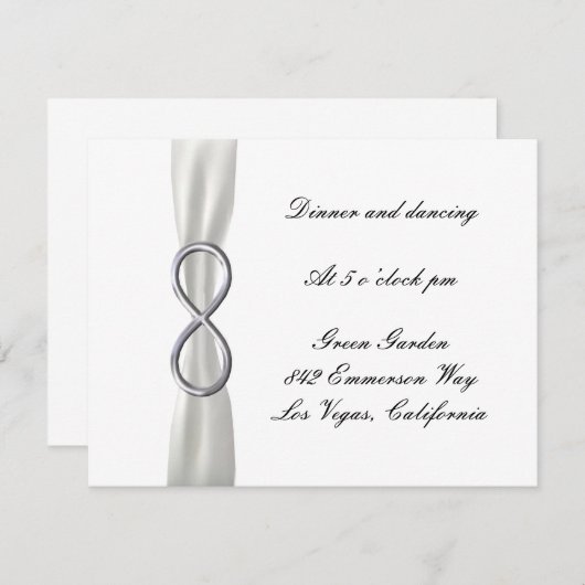 Silver Infinity White Wedding Reception Card Einladung (Vorne/Hinten)
