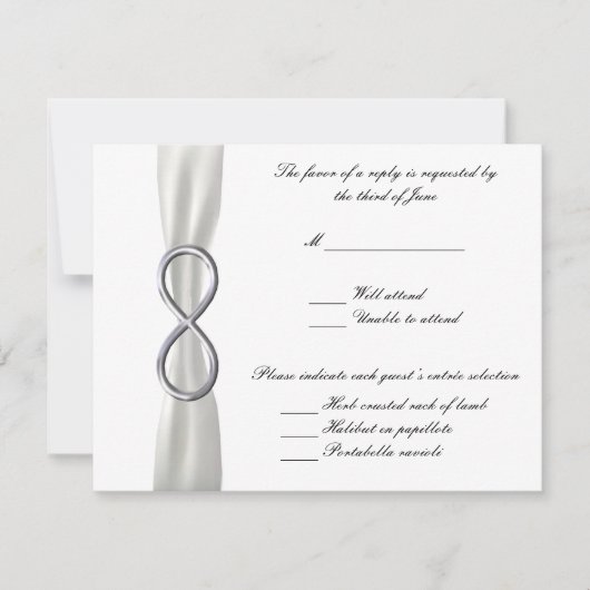 Silver Infinity White Wedding Response Card RSVP Karte (Vorderseite)