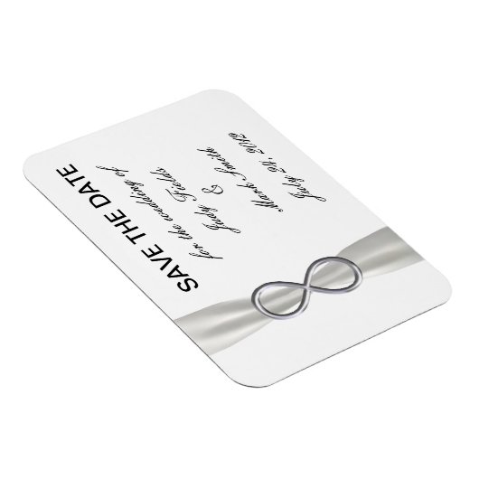 Silver Infinity White Wedding Save the Date Magnet (Rechte Seite)