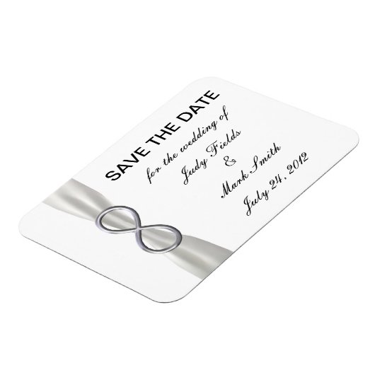 Silver Infinity White Wedding Save the Date Magnet (Linke Seite)