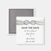 Silver Infinity White Wedding Save the Date Magnet (Vorderseite/Rückseite)
