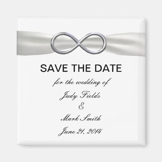Silver Infinity White Wedding Save the Date Magnet (Vorne)