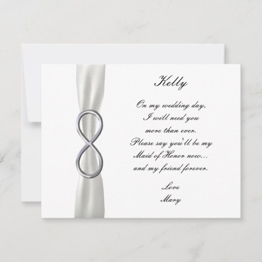 Silver Infinity White Wedding Trauzeugin Card Einladung (Vorderseite)