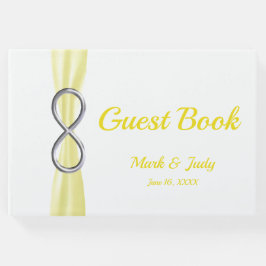 Silver Infinity Yellow Ribbon Wedbook Gästebuch