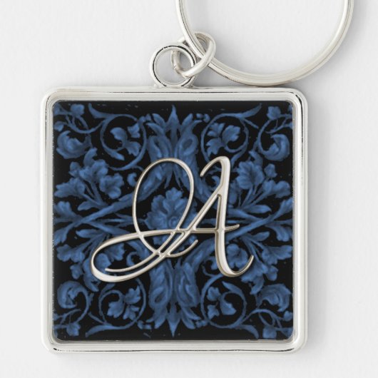 Silver Initial Blue Renaissance Schlüsselanhänger (Vorne)