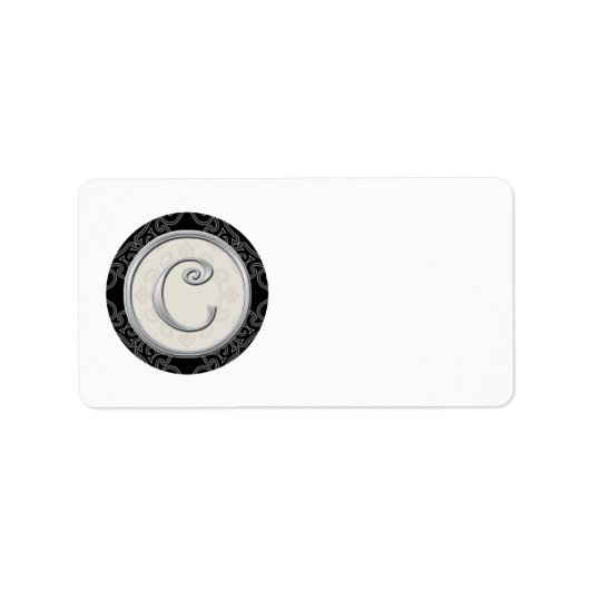 Silver Initial C Mit Monogramm Address Labels Adressaufkleber (Vorne)
