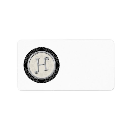 Silver Initial H Mit Monogramm Address Labels Adressaufkleber (Vorne)