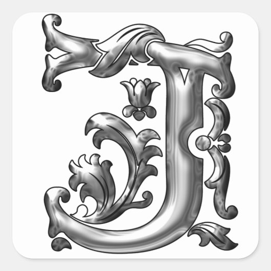 Silver Initial J Letter Sticker (Vorderseite)
