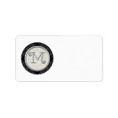 Silver Initial M Mit Monogramm Address Labels Adressaufkleber (Vorne)