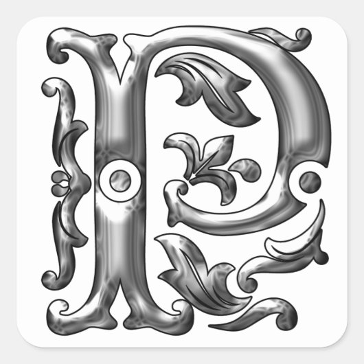 Silver Initial P Monogram Aufkleber (Vorderseite)