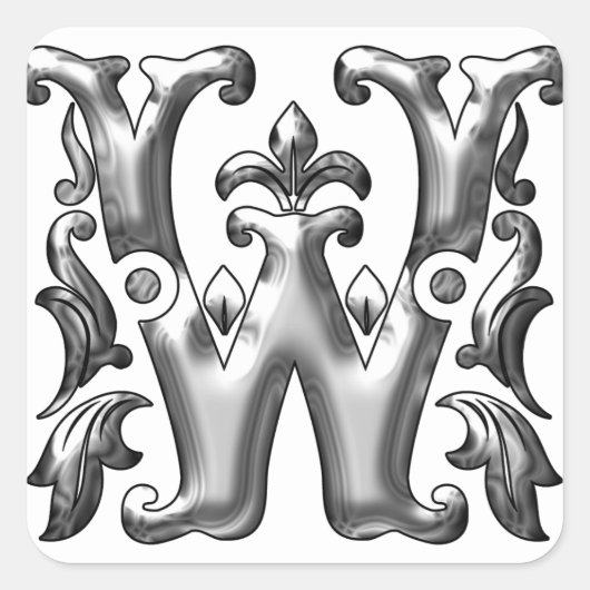 Silver Initial W Sticker (Vorderseite)